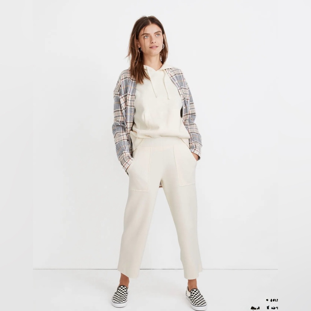 Madewell Ellington Straight-Leg Knit Sweater Pants Ivory Cream Size Medium